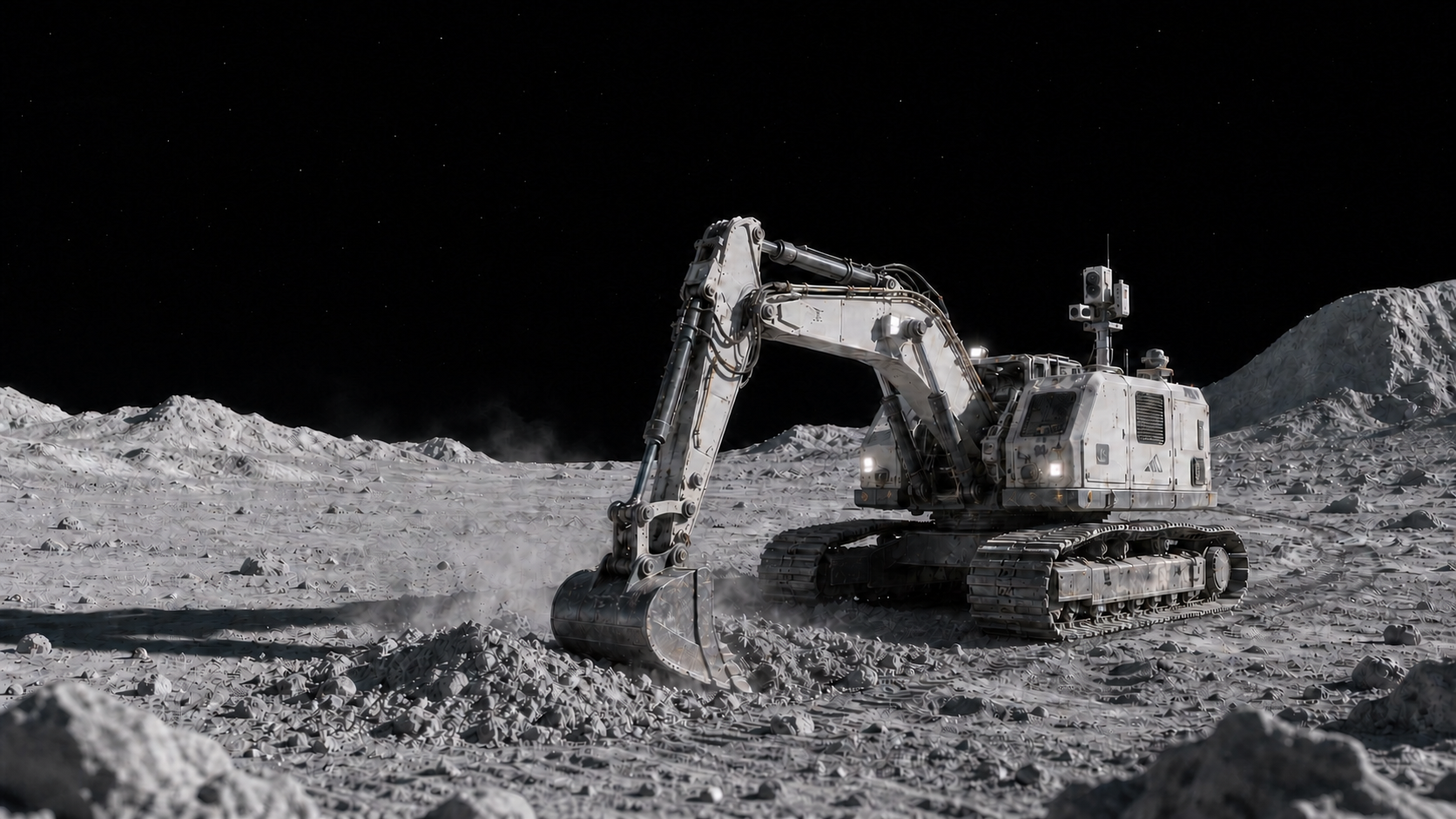 Autonomous excavator working on the Moon
