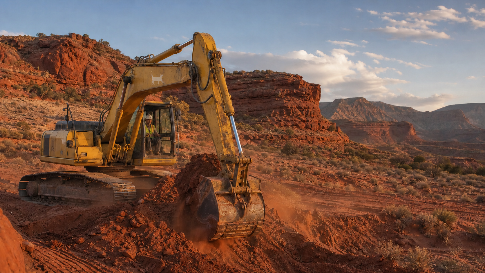 Human-operated excavator near St. George, Utah